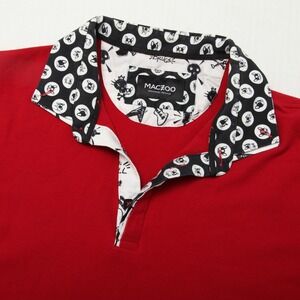 Maceoo Polo Shirt Mens 2XL Red Mozart Solid Graphic Collar Cotton Trim Dogs